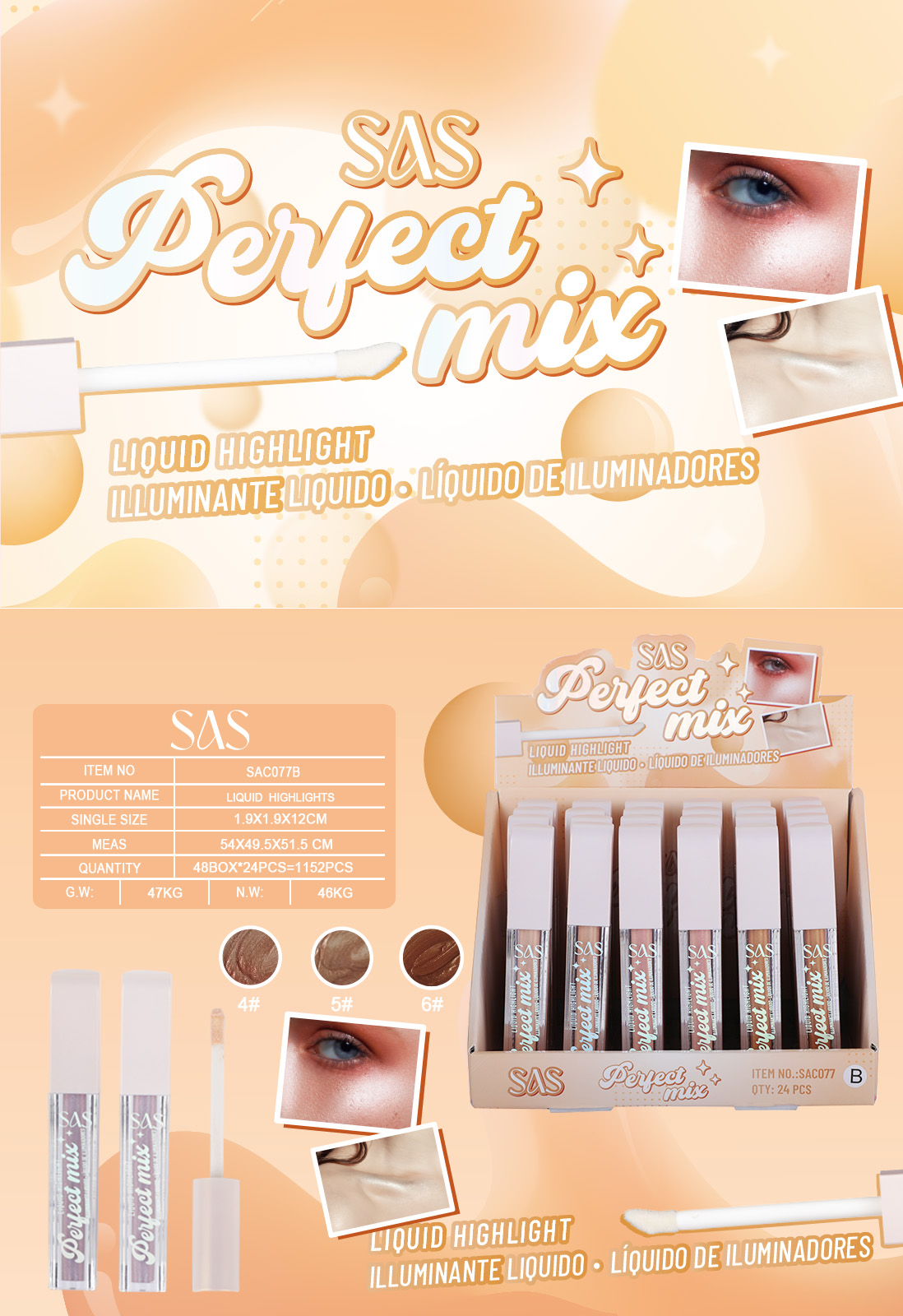Sas - Iluminador Liquido Perfect Mix 24 Unidades SAC077B_2