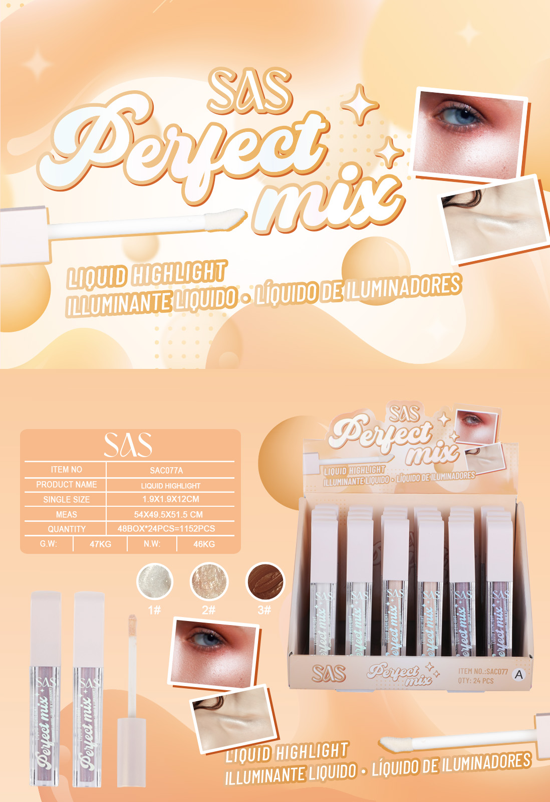 Sas - Iluminador Liquido Perfect Mix 24 Unidades SAC077A_2