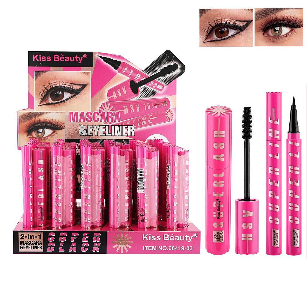 Kiss Beauty - Mascara + Delineador Super Black