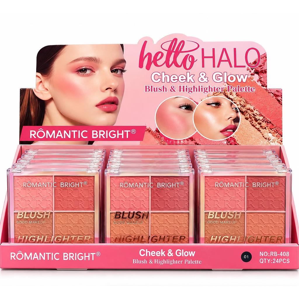 Romantic Bright - Paleta de Rubor e Iluminador Hello Halo