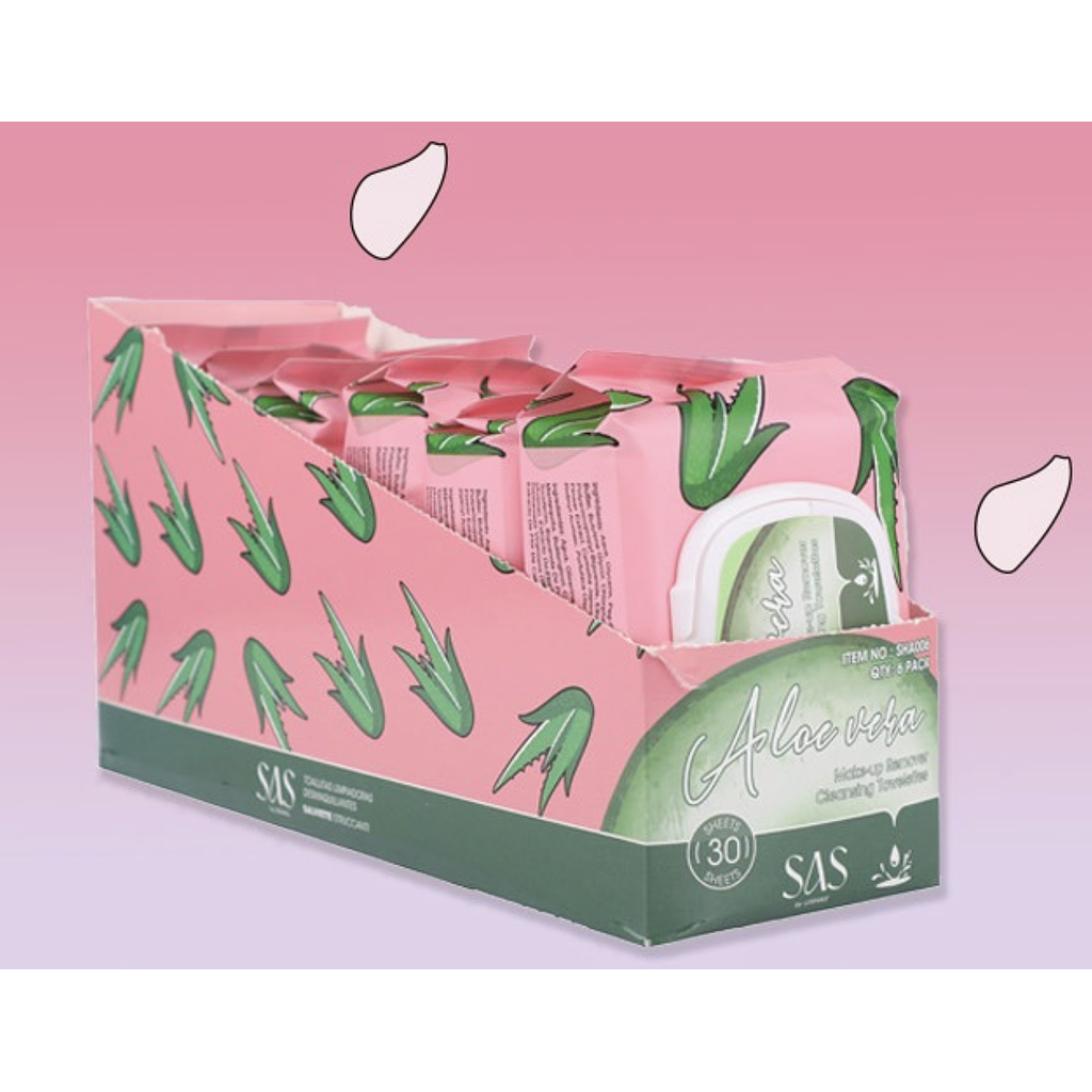 Sas - Toallas Removedora De Maquillaje de Aloe Vera 6 Unidades SHA006