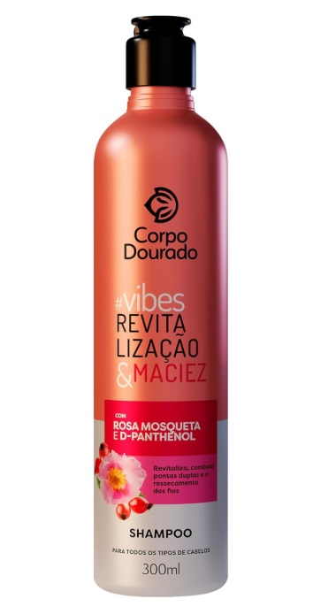 Corpo Dourado - Shampoo revitalizante Golden Body Vibes de rosa mosqueta y pantenol 300 ml