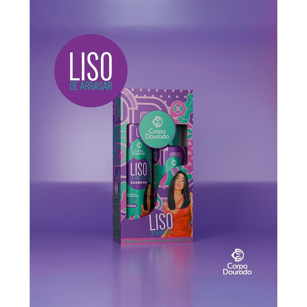 Corpo Dourado - Kit Shampoo 300ml + Acondicionador 250ml Alineación perfecta para cabello liso